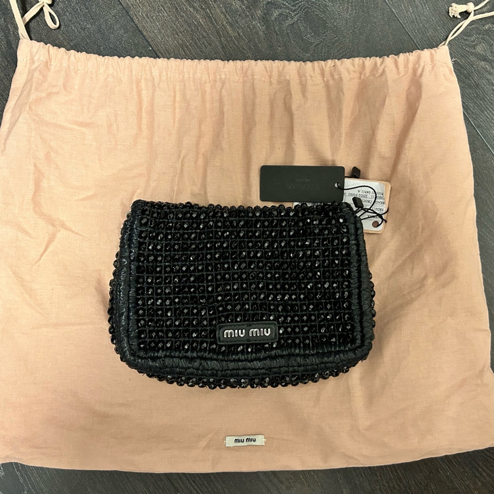 Authentic Miu Miu Beaded Flap Shoulder Bag with price tag